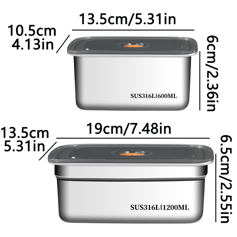 Stainless Bento Box - Lebensmittelechter 316 Edelstahl-Frischhaltebehälter für den Kühlschrank