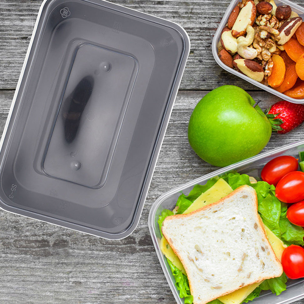 Meal Prep With Rice - 50 Stück Einweg-Lebensmittelboxen mit Deckel für