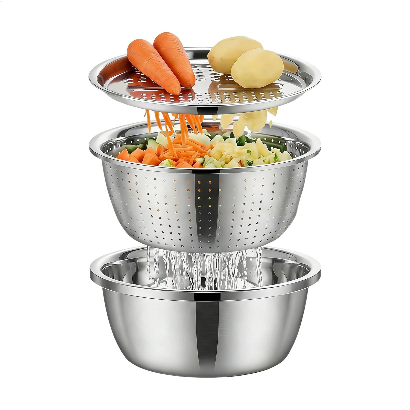 Meal Prep With Rice - Edelstahl-Sieb und Abtropfschüssel 26cm Wasch- und