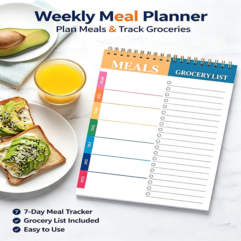 Meal Prep Weekly - Wöchentlicher Essensplaner-Notizblock 5,6x8,5 Zoll, 50 Seiten,