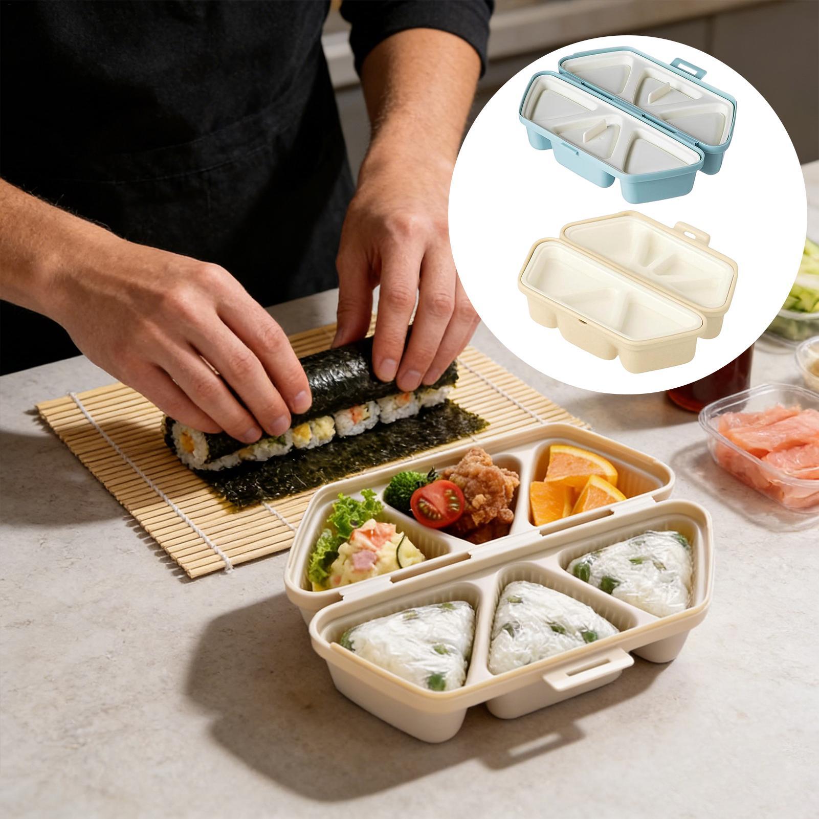 Meal Prep With Rice - Sushi-Formhersteller, 6-Hohlraum, dreieckig, Reiskugel, Onigiri-Form, Bento-Box,