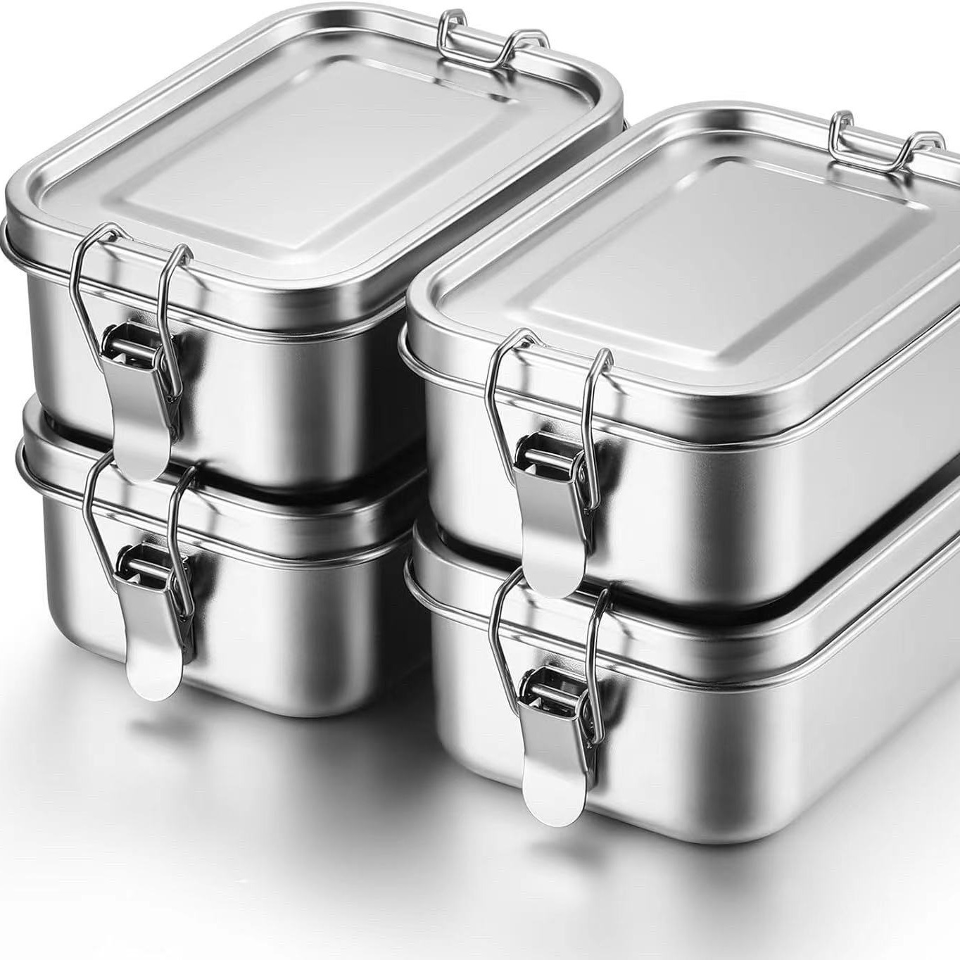 Stainless Bento Box - Langlebige Edelstahl-Bento-Box Große Kapazität Quadratische Lunchbox
